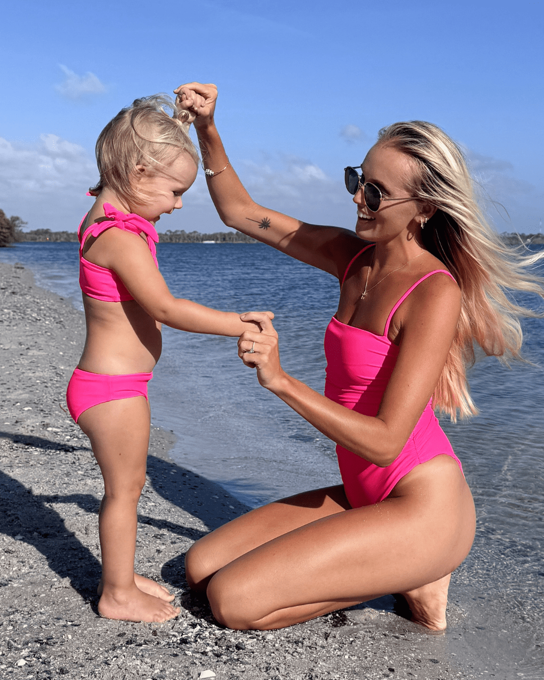 Hi - Viz Neon Pink Girls Bikini Swimsuit - Tuck & Char Co.
