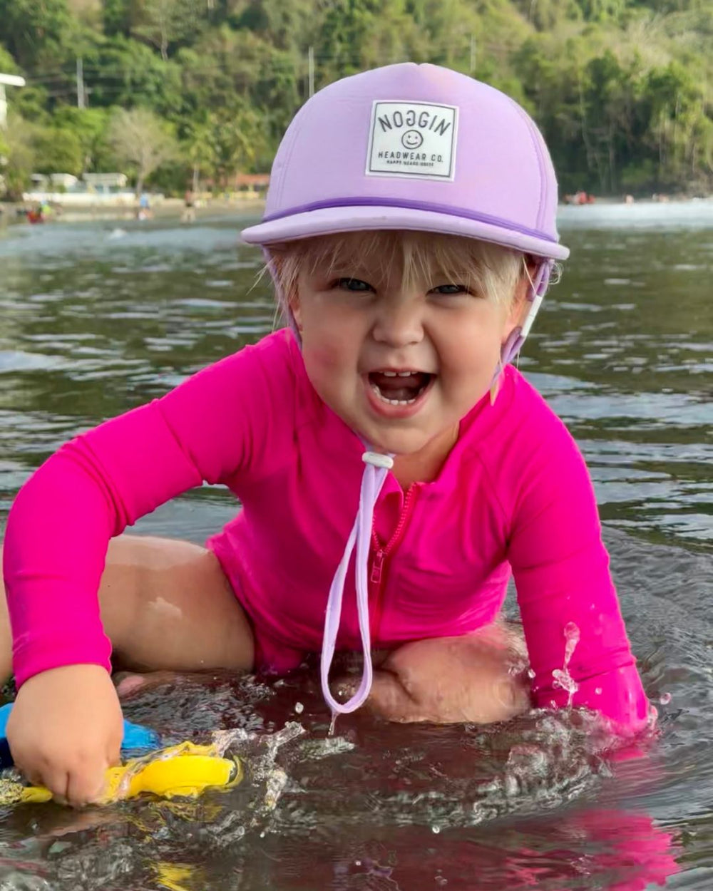 Hi - Viz Neon Pink Girls One Piece Long Sleeve Swimsuit - Tuck & Char Co.