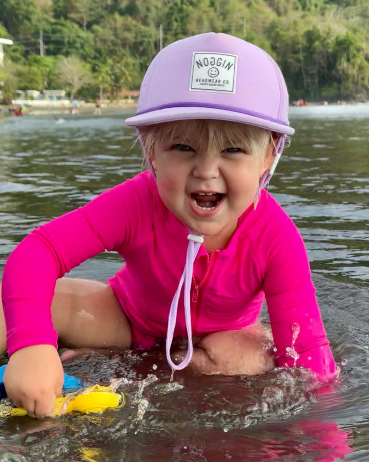 Hi - Viz Neon Pink Girls One Piece Long Sleeve Swimsuit - Tuck & Char Co.