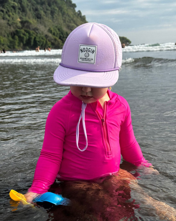 Hi - Viz Neon Pink Girls One Piece Long Sleeve Swimsuit - Tuck & Char Co.