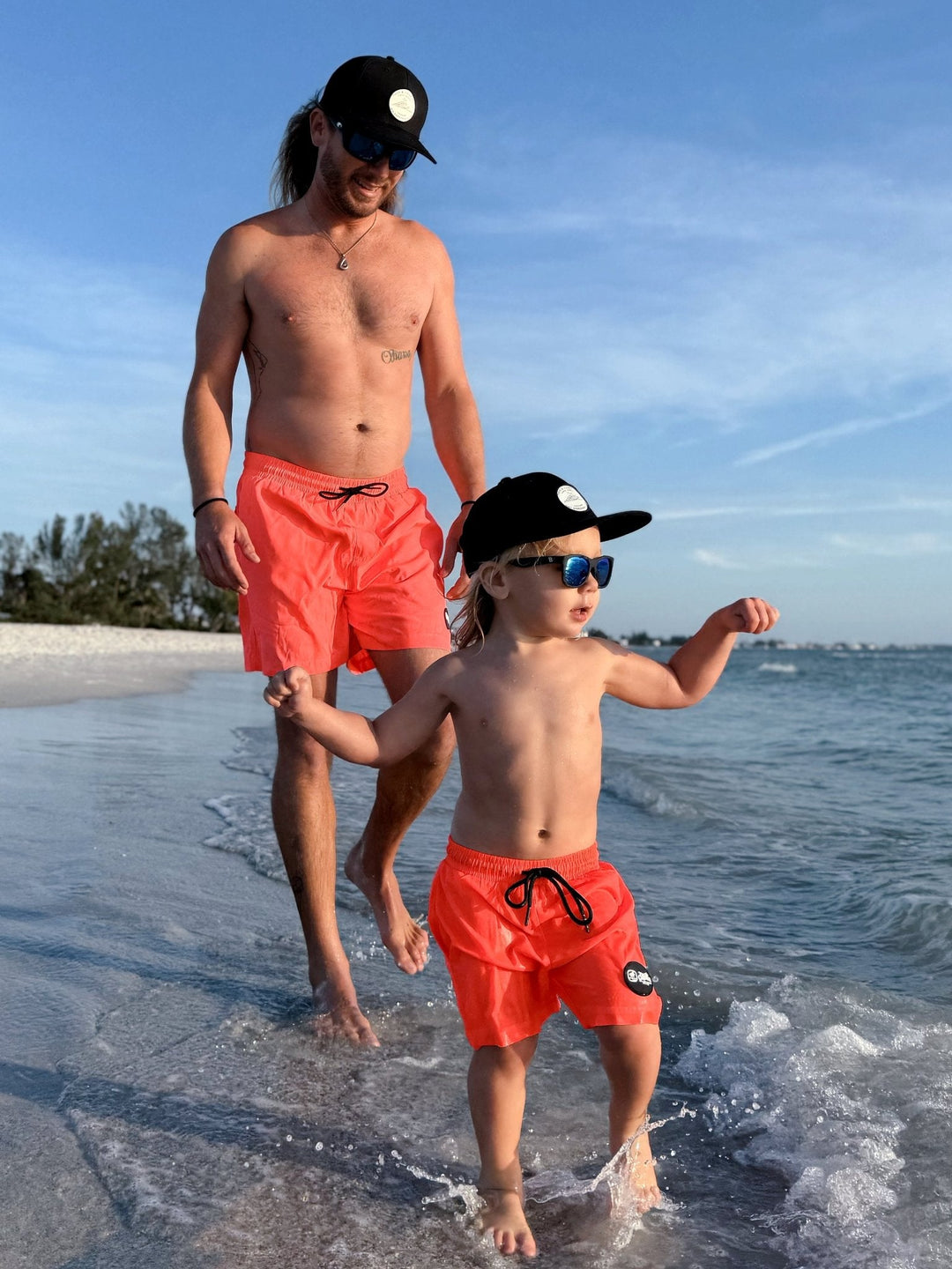 Hi - Viz Neon Salmon Boys Hybrid Boardshorts - Tuck & Char Co.