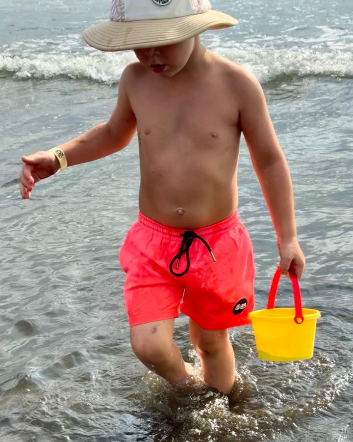 Hi - Viz Neon Salmon Boys Hybrid Boardshorts - Tuck & Char Co.