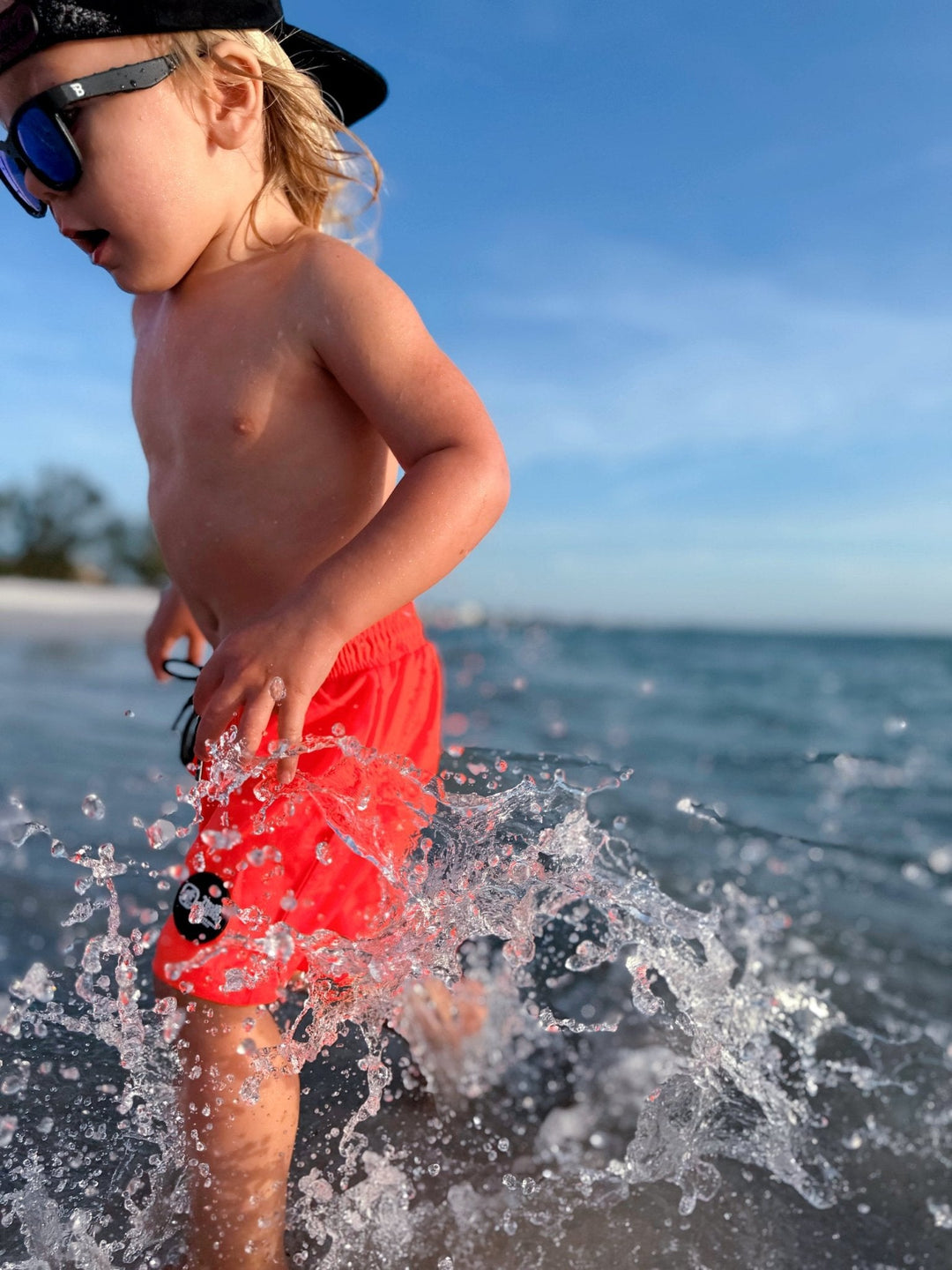 Hi - Viz Neon Salmon Boys Hybrid Boardshorts - Tuck & Char Co.