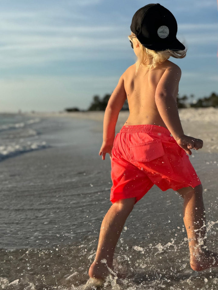 Hi - Viz Neon Salmon Boys Hybrid Boardshorts - Tuck & Char Co.