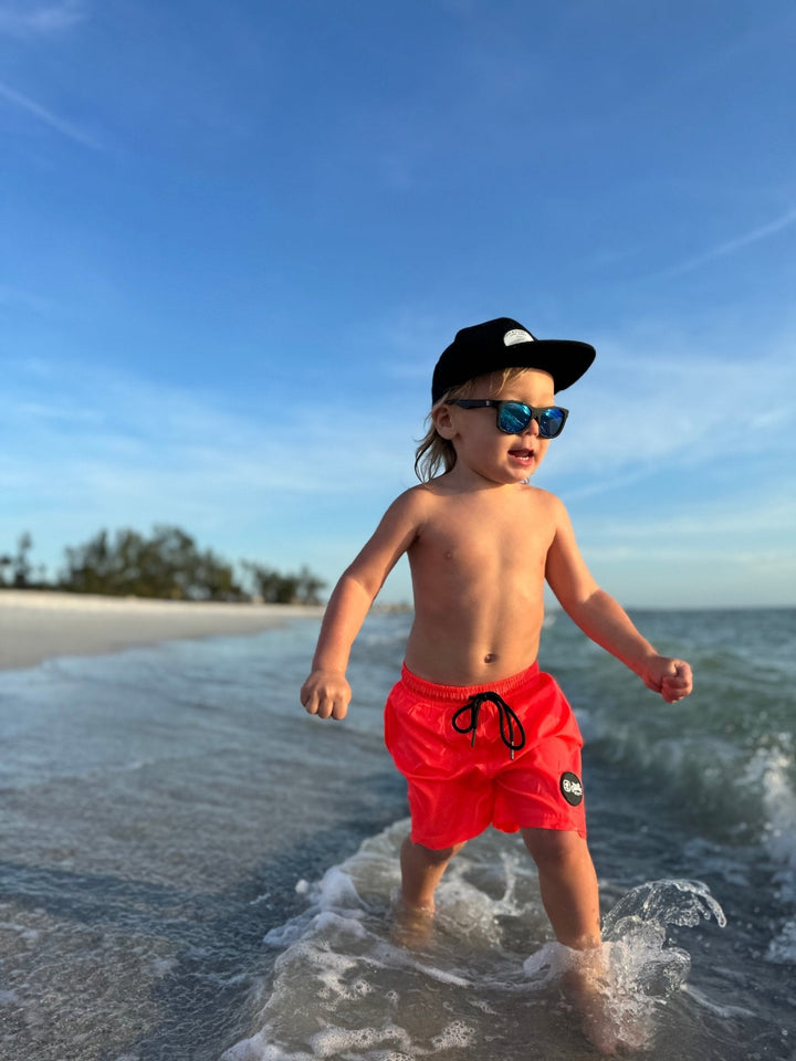 Hi - Viz Neon Salmon Boys Hybrid Boardshorts - Tuck & Char Co.