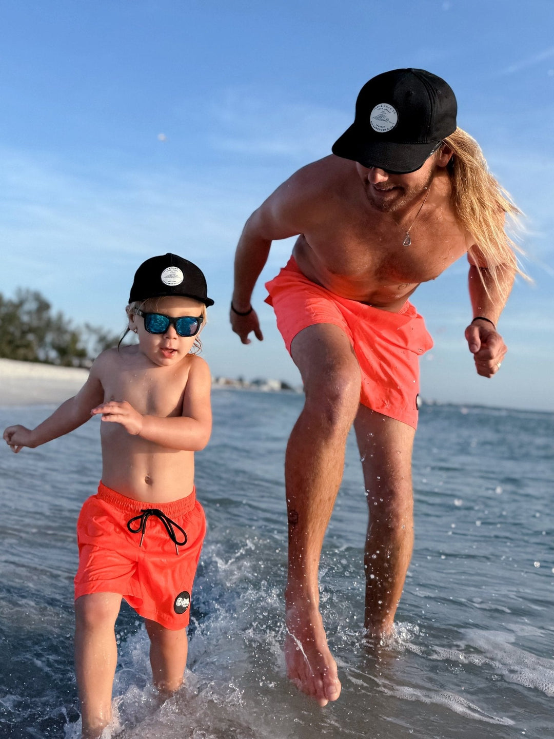 Hi - Viz Neon Salmon Men's Hybrid Boardshort - Tuck & Char Co.