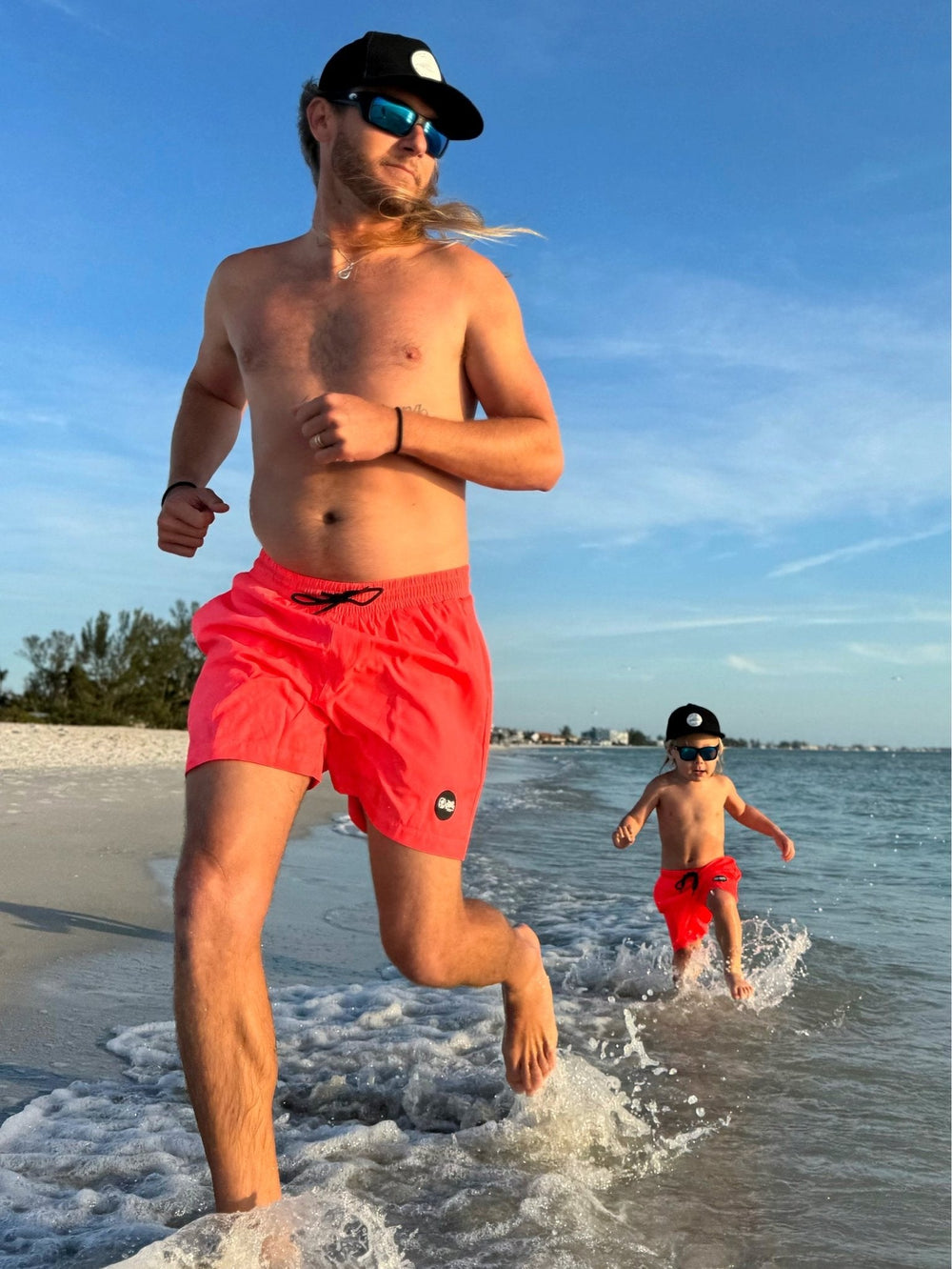 Hi - Viz Neon Salmon Men's Hybrid Boardshort - Tuck & Char Co.