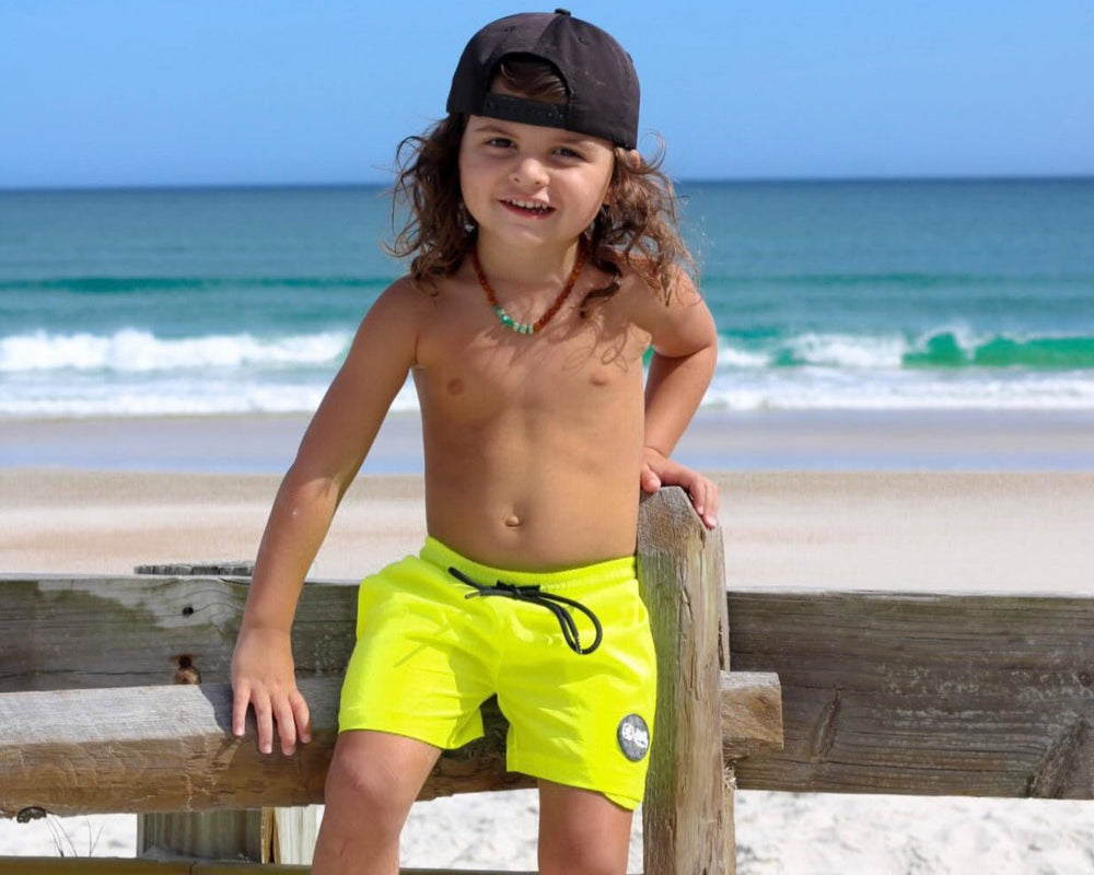 Hi - Viz Neon Yellow Boys Hybrid Boardshorts - Tuck & Char Co.