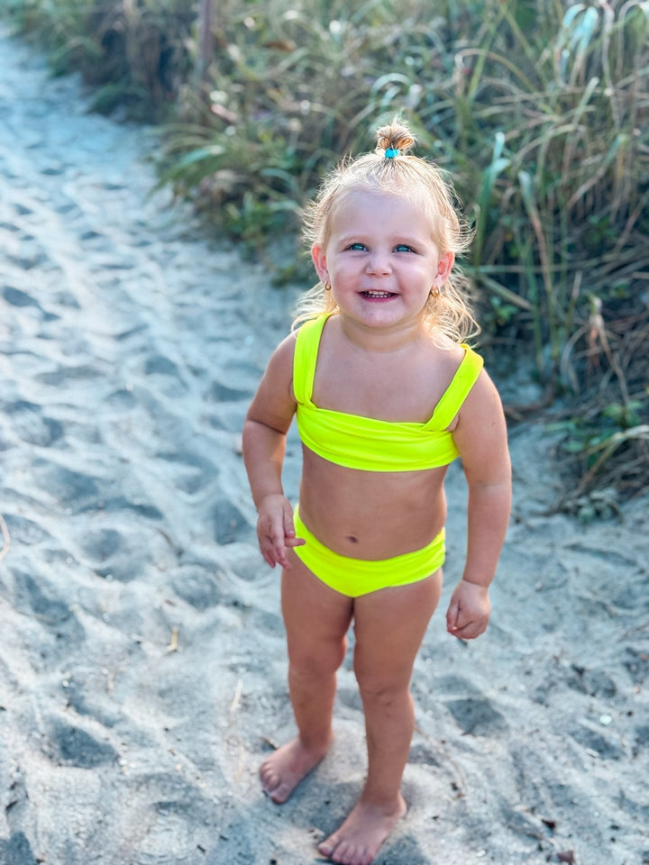 Hi - Viz Neon Yellow Girls Bikini Swimsuit - Tuck & Char Co.
