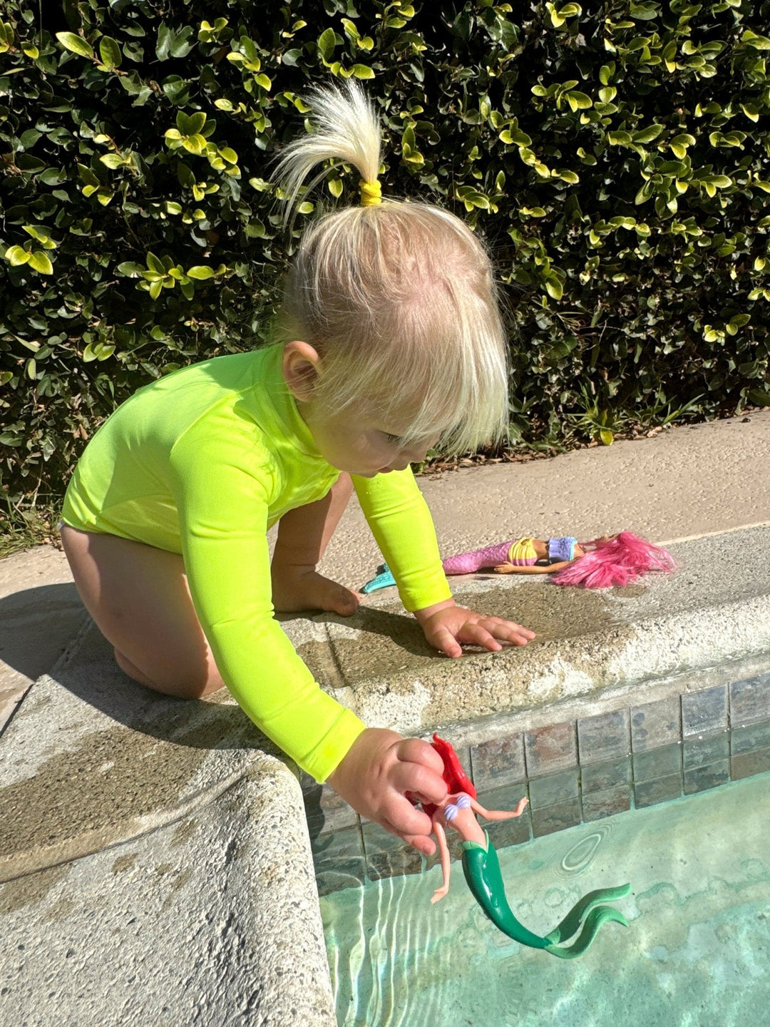 Hi - Viz Neon Yellow Girls One Piece Long Sleeve Swimsuit - Tuck & Char Co.