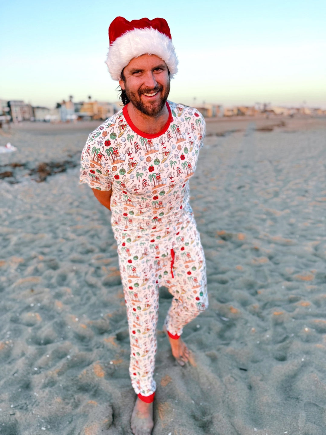 Jolly Waves Bamboo Mens Pajama Set - Joggers + Short Sleeve Top - Tuck & Char Co.