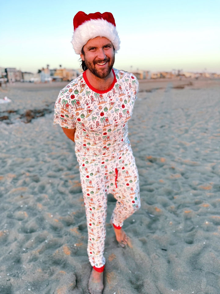 Jolly Waves Bamboo Mens Pajama Set - Joggers + Short Sleeve Top - Tuck & Char Co.