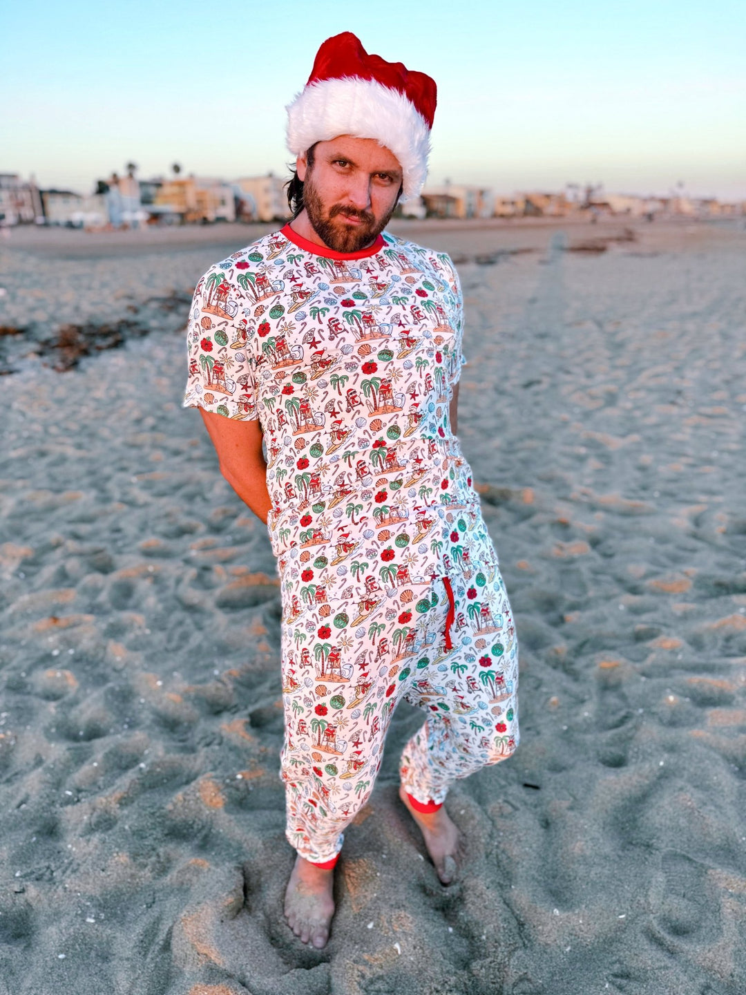 Jolly Waves Bamboo Mens Pajama Set - Joggers + Short Sleeve Top - Tuck & Char Co.