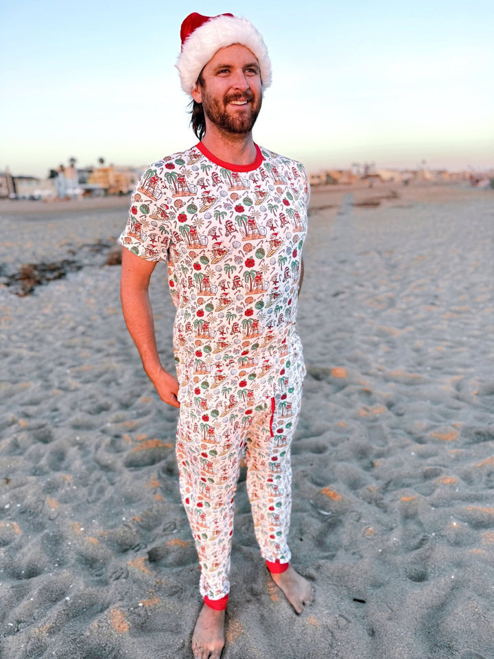 Jolly Waves Bamboo Mens Pajama Set - Joggers + Short Sleeve Top - Tuck & Char Co.