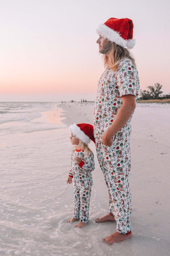 Jolly Waves Bamboo Mens Pajama Set - Joggers + Short Sleeve Top - Tuck & Char Co.