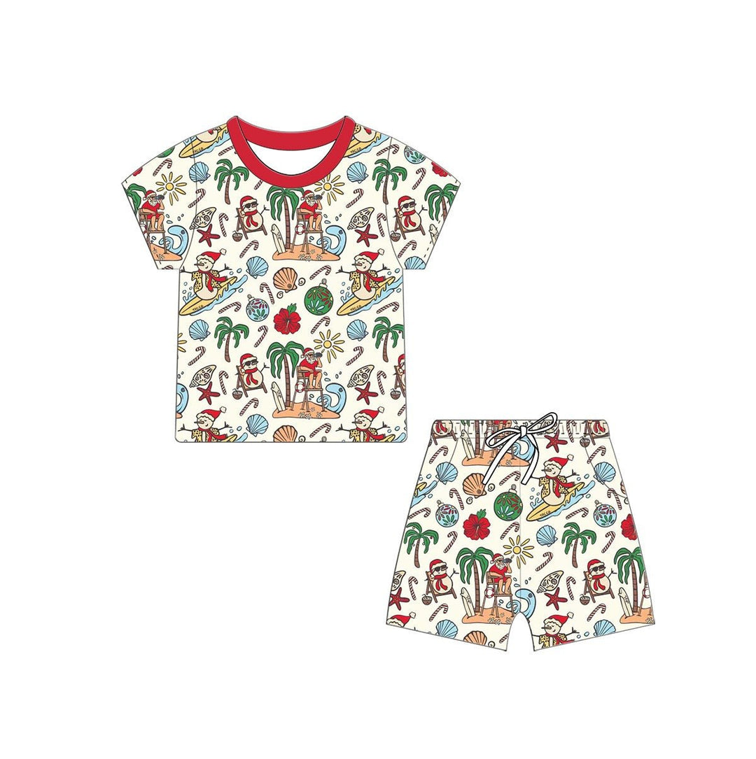 Jolly Waves Bamboo Mens Pajama Set - Shorts + Short Sleeve Top - Tuck & Char Co.