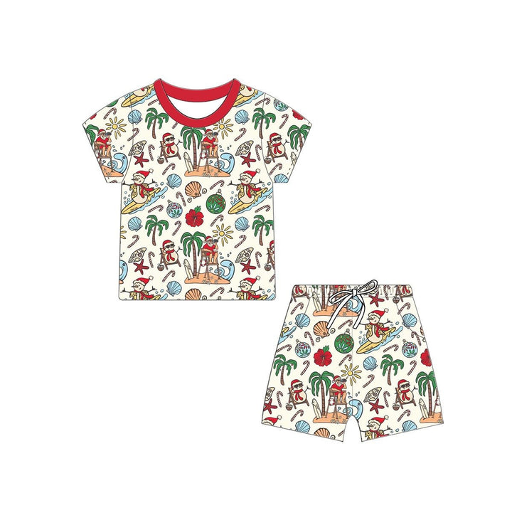 Jolly Waves Bamboo Mens Pajama Set - Shorts + Short Sleeve Top - Tuck & Char Co.