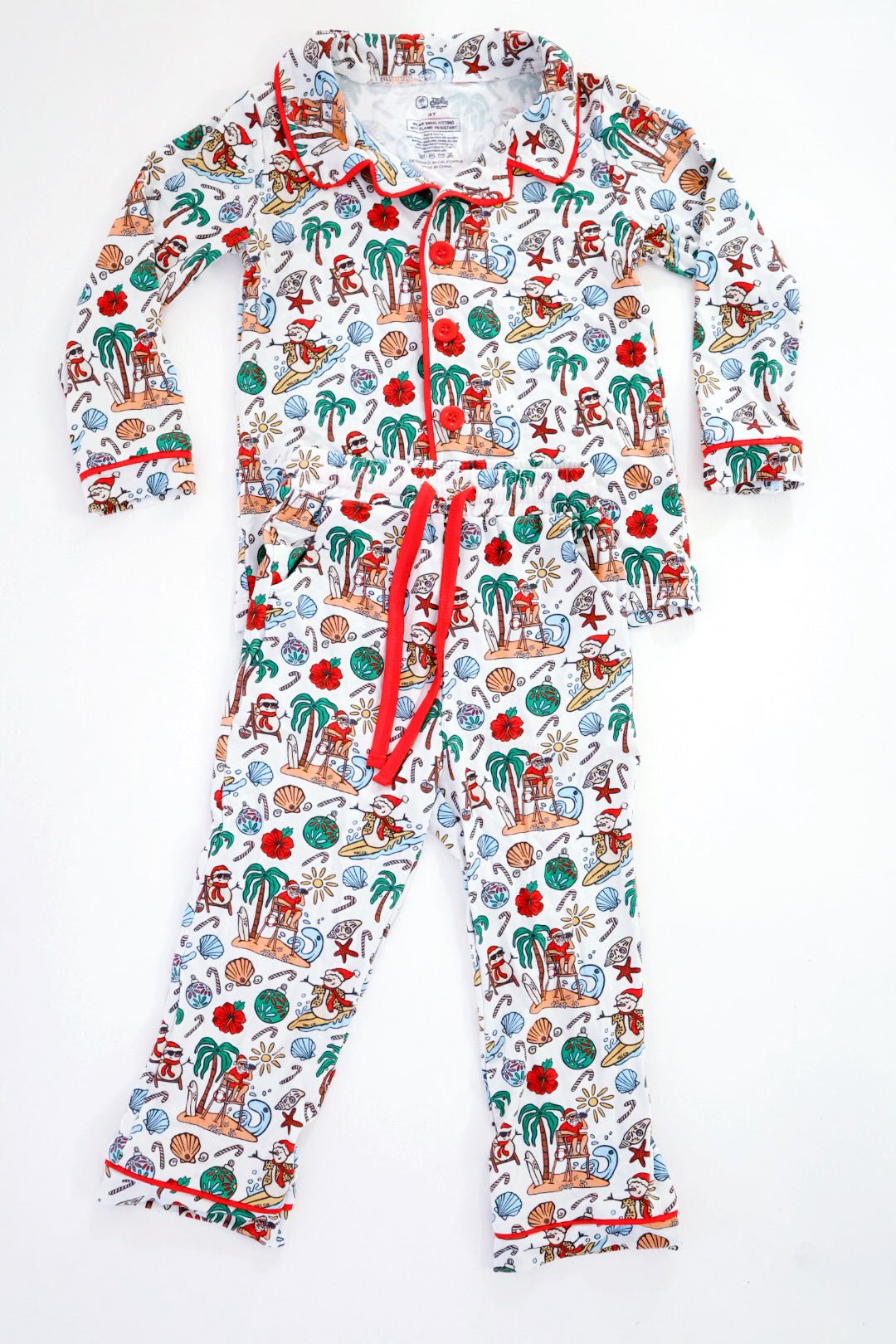 Jolly Waves Unisex Bamboo Long Sleeve Button - Up Pajama Set - Tuck & Char Co.