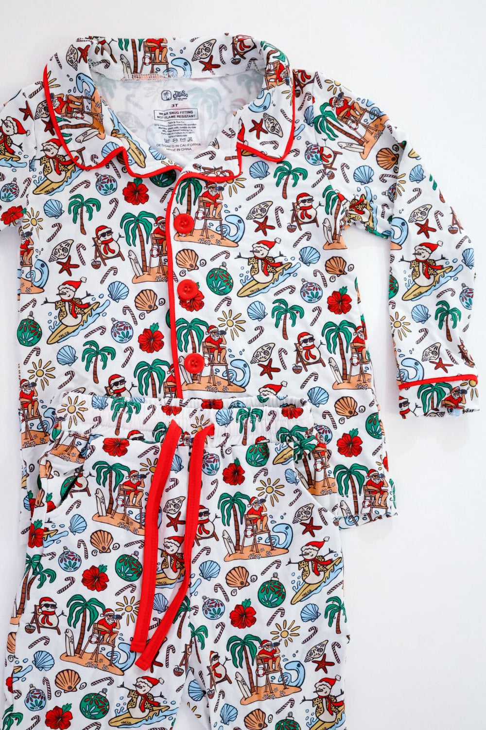 Jolly Waves Unisex Bamboo Long Sleeve Button - Up Pajama Set - Tuck & Char Co.