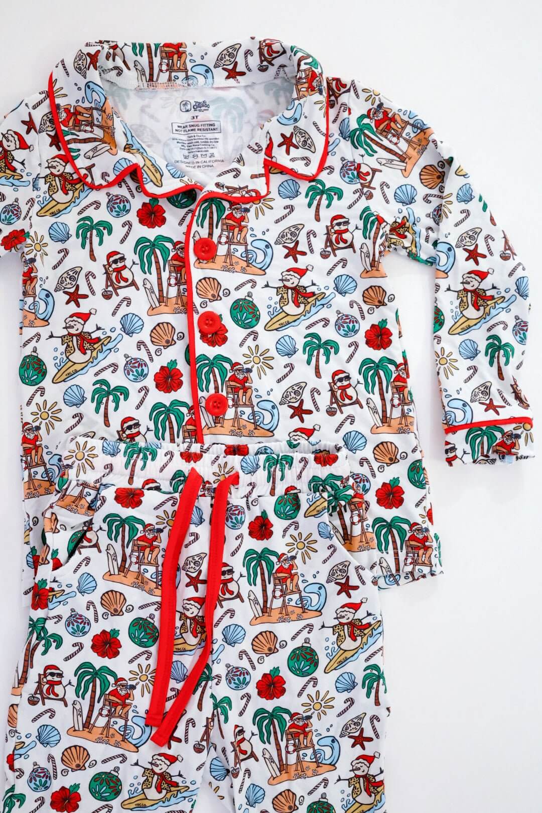 Jolly Waves Unisex Bamboo Long Sleeve Button - Up Pajama Set - Tuck & Char Co.