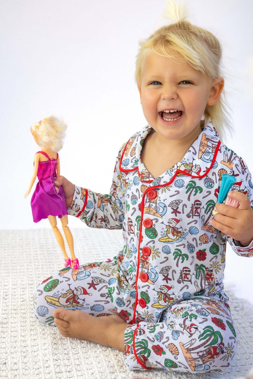 Jolly Waves Unisex Bamboo Long Sleeve Button - Up Pajama Set - Tuck & Char Co.