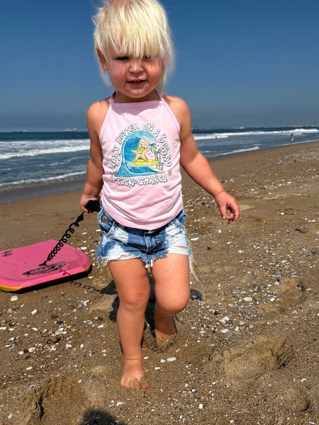 Life's Better on a Board Girls Halter Top - Pink - Tuck & Char Co.
