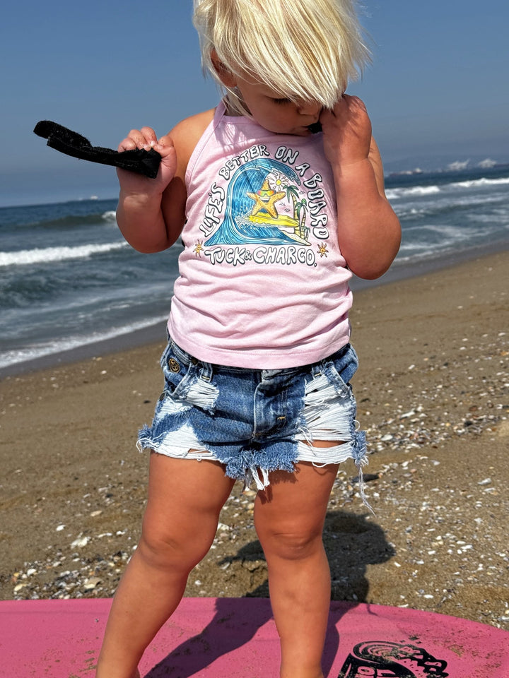 Life's Better on a Board Girls Halter Top - Pink - Tuck & Char Co.