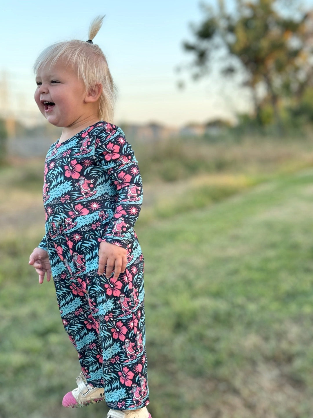 Merry Vibes Girls Wide Leg Romper - Tuck & Char Co.