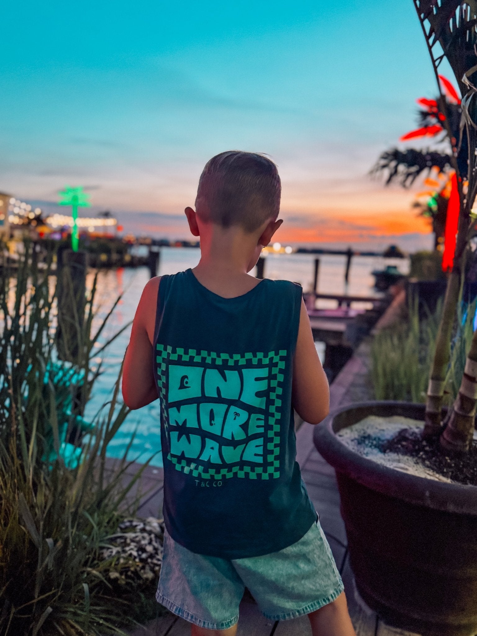 One More Wave Denim Navy Tank Top - Tuck & Char Co.