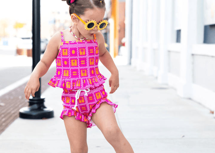 Palms & Frills Girls Two Piece Set - Tuck & Char Co.