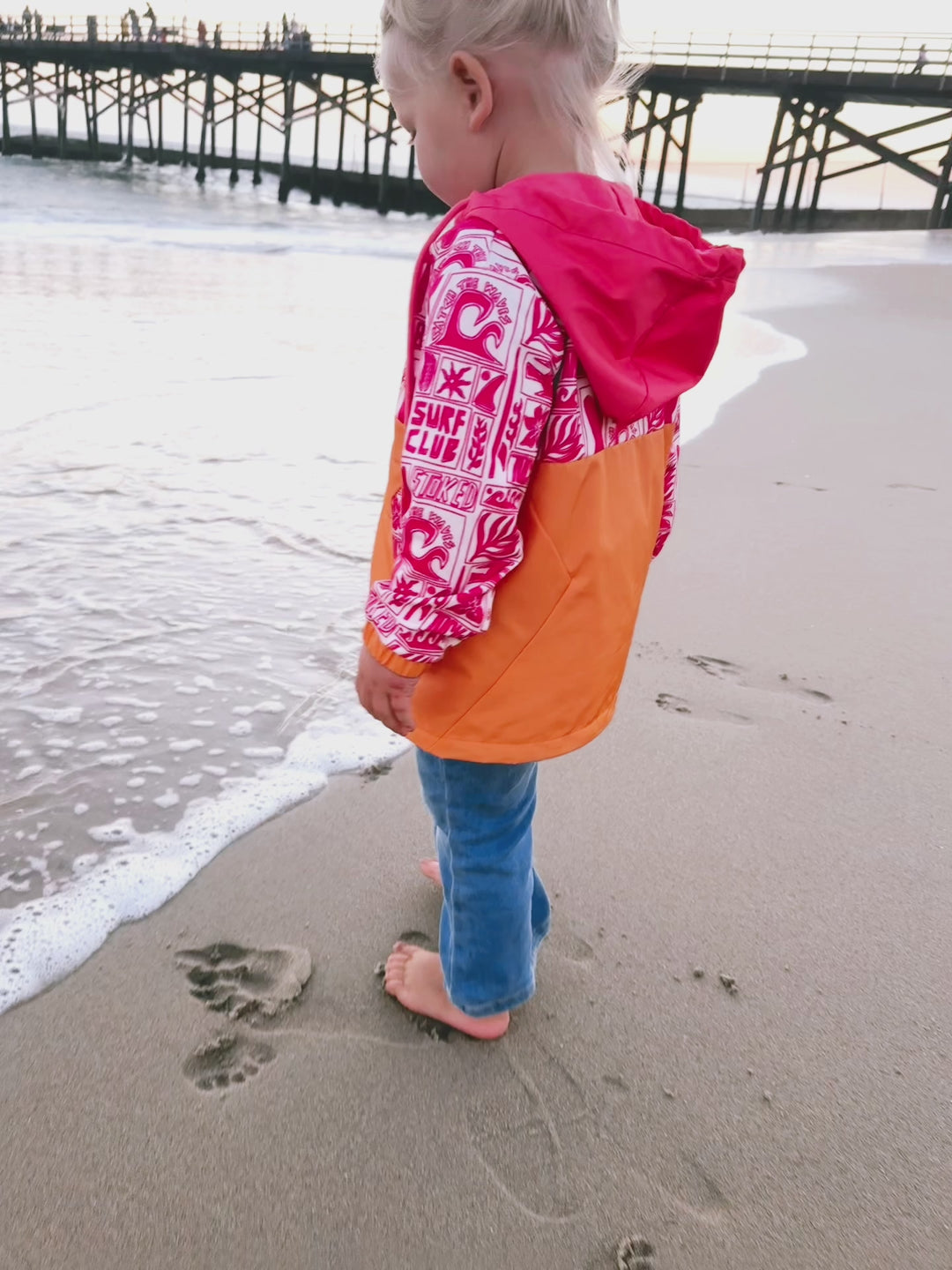Girls All-Weather Surf Jacket — Pink | Orange