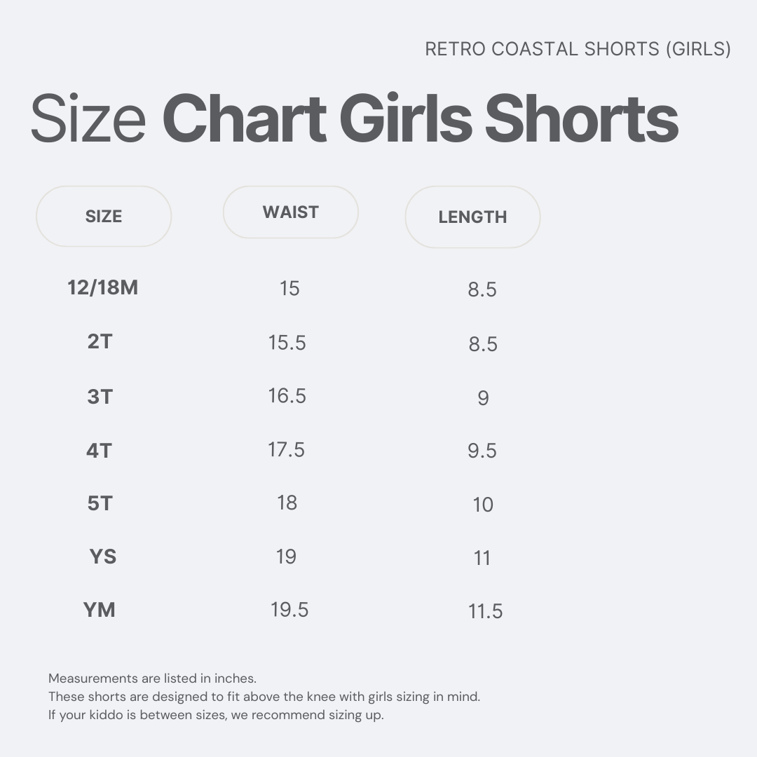 Shorts– Girls Retro Coastal Surf Club (Pink)