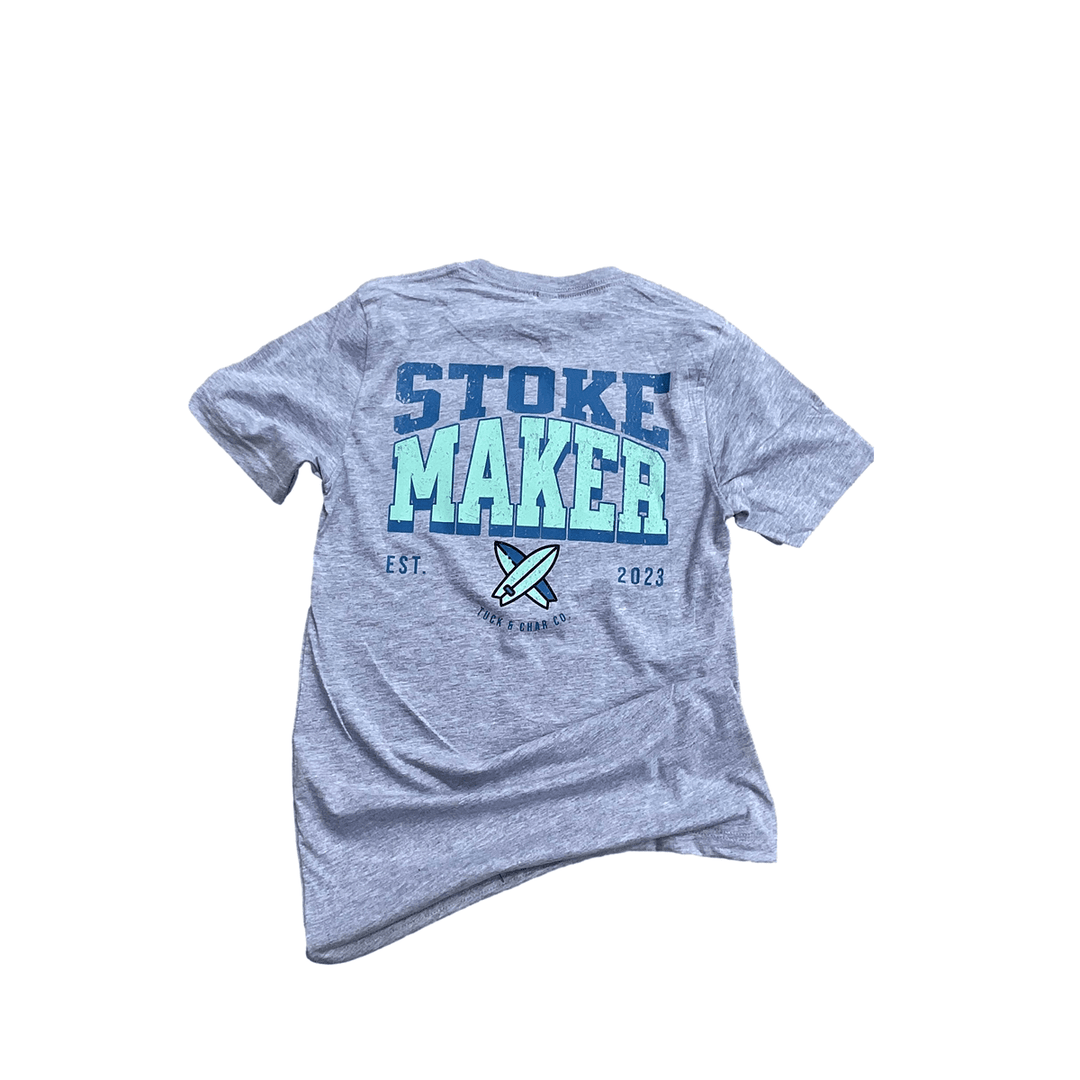 Stoke Maker Gray T-Shirt - Blue/Green - Tuck & Char Co.