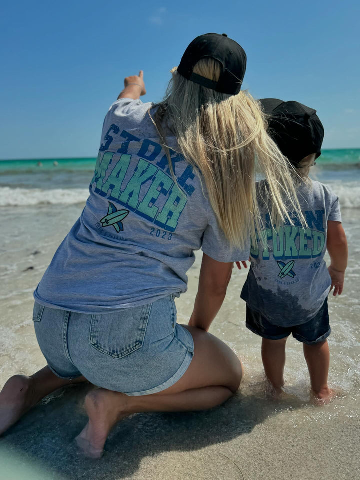 Stoke Maker Gray T-Shirt - Blue/Green - Tuck & Char Co.