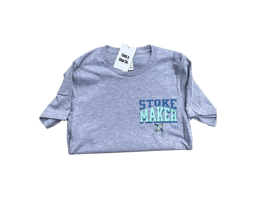 Stoke Maker Gray T-Shirt- Blue/Green - Tuck & Char Co. 