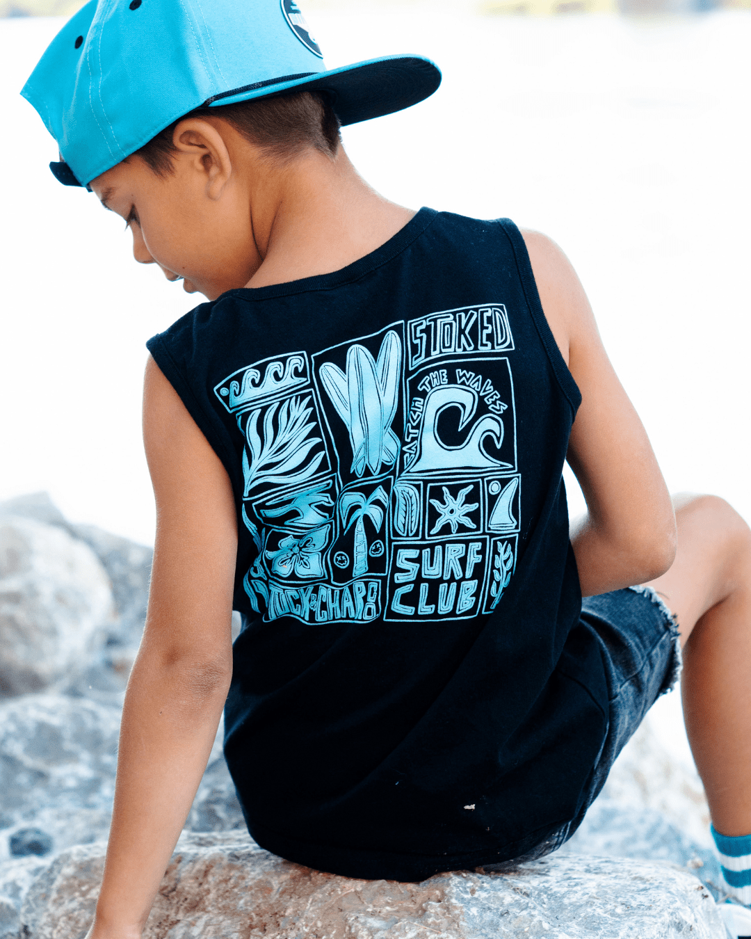 Surf Club Black Tank Top - Limited Edition - Tuck & Char Co.