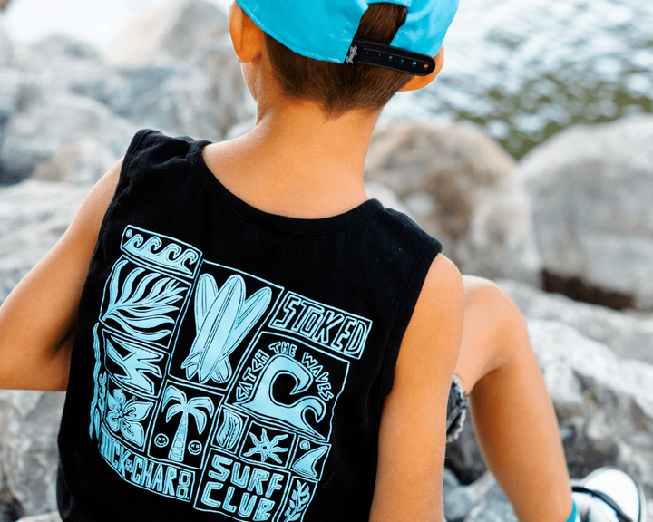 Surf Club Black Tank Top - Limited Edition - Tuck & Char Co.