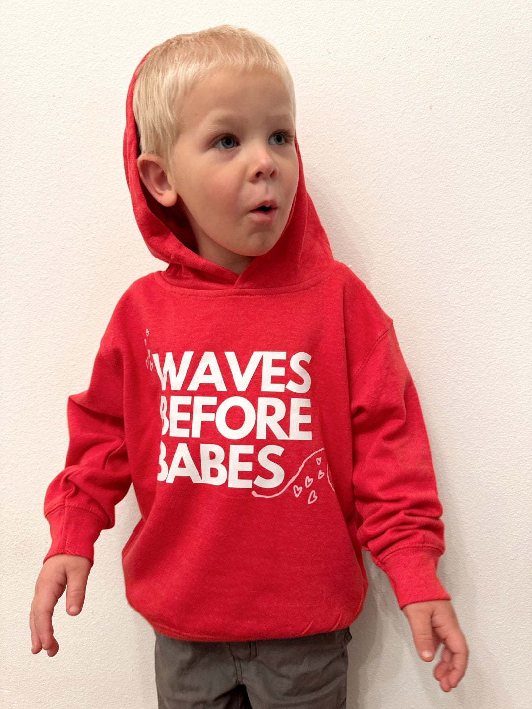 Waves Before Babes - Red Hoodie Sweatshirt - Tuck & Char Co.