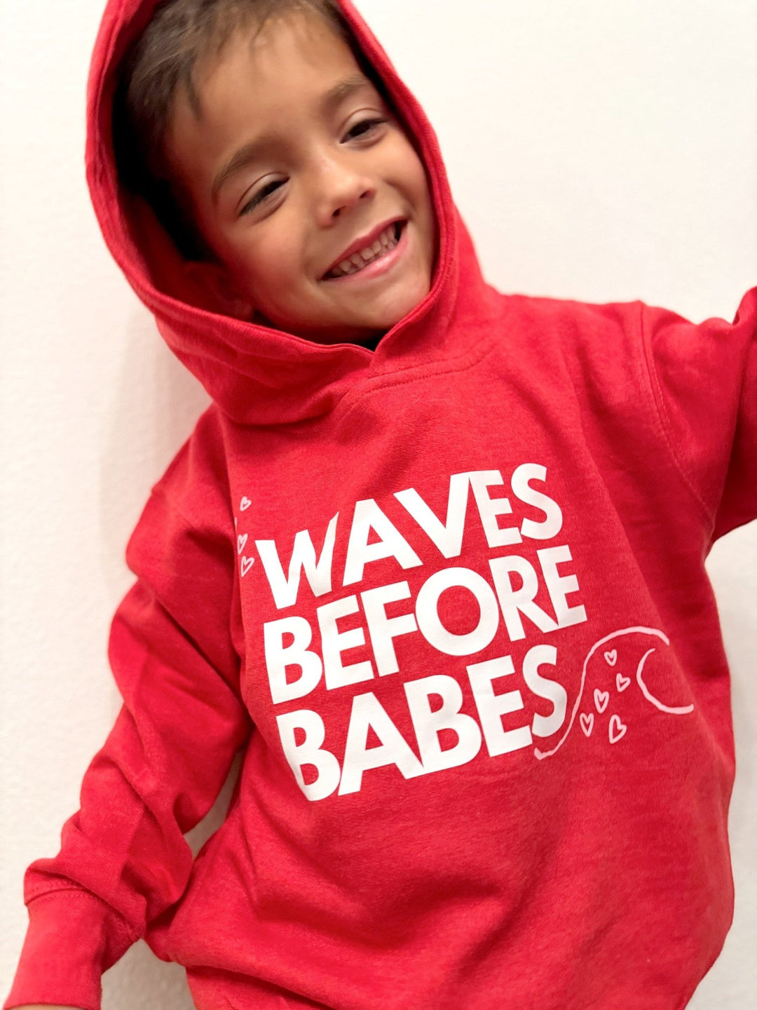 Waves Before Babes - Red Hoodie Sweatshirt - Tuck & Char Co.